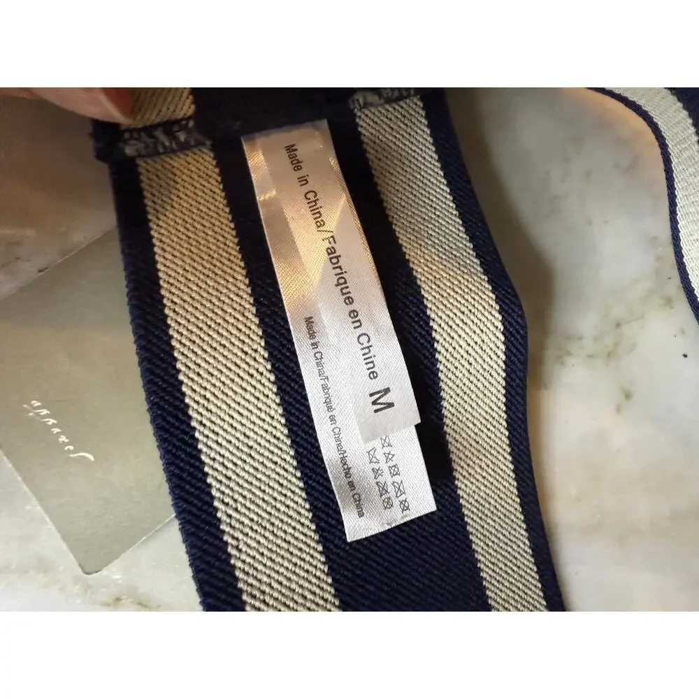 Anthropologie Stretchy Preppy Statement Belt Blue Cream M
